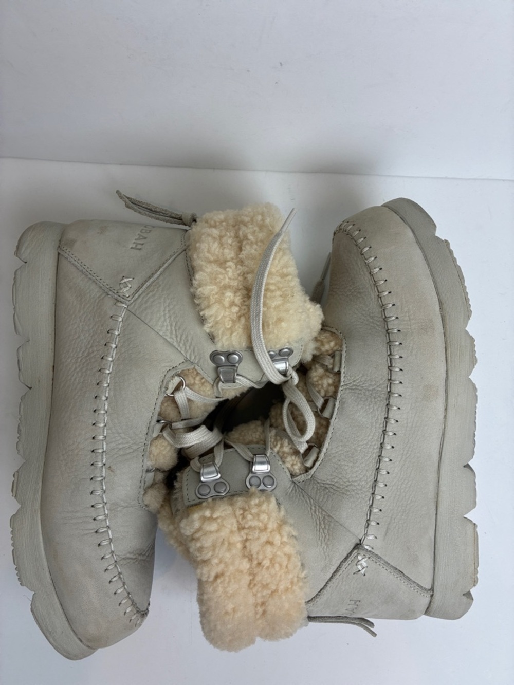 Manitobah Pacific Hiker Boots 9 Waterproof Grey Pumice Suede + Shearling Winter - Picture 13 of 16